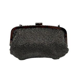 I.N.C. International Concepts Patsy Pewter Diamond Mesh Frame Clutch- NWT